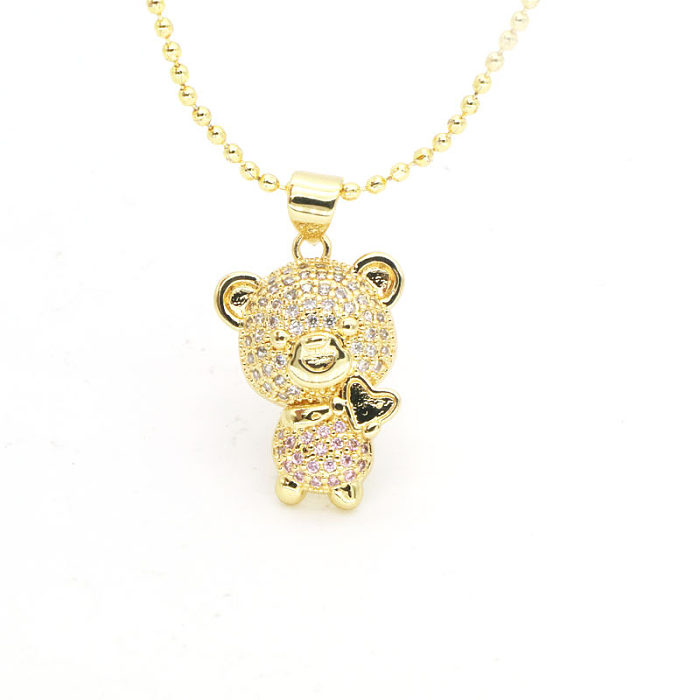 Simple Style Bear Copper Plating Gold Plated Pendant Necklace