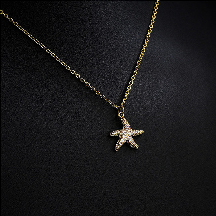 Korean Style Cute Little Starfish Pendant Micro-inlaid Zircon Necklace