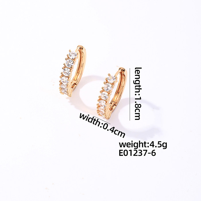 1 Pair Casual Sweet Shiny Round Plating Inlay Copper Zircon Gold Plated Earrings