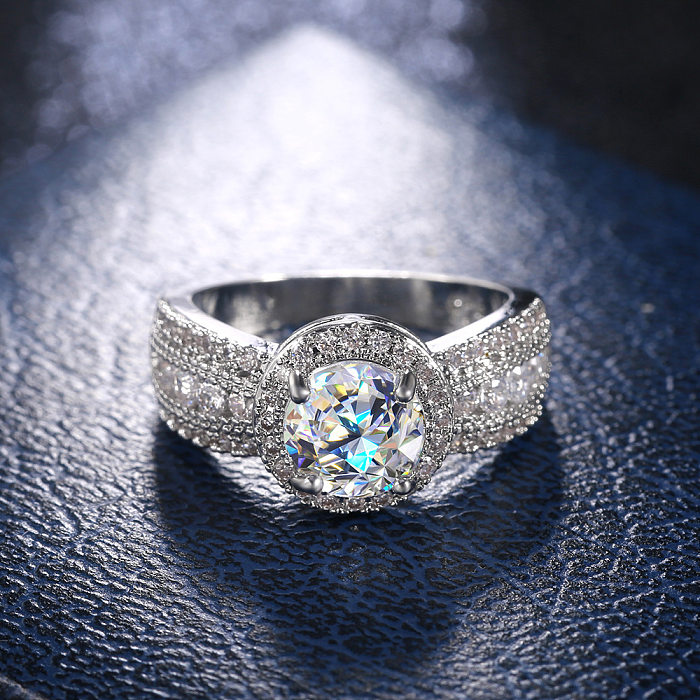 طقم جيبسوفيلا كلاسيكي عصري مع خاتم خطوبة كبير من الزركونيوم الماسي للنساء من النحاس