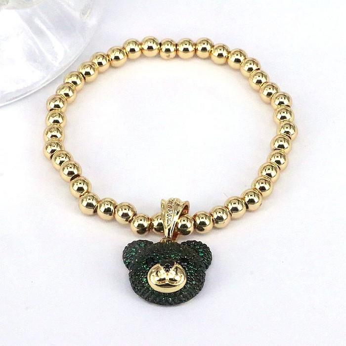Elegant Hip-Hop Simple Style Bear Copper Plating Inlay Zircon Gold Plated Bracelets