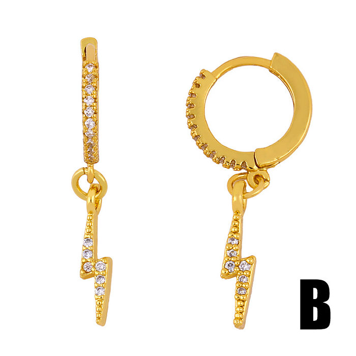 Fashion Simple  Lightning Earrings  Diamond Copper Earrings jewelry Wholesale