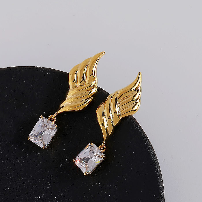 1 Pair Fashion Geometric Copper Plating Zircon Earrings