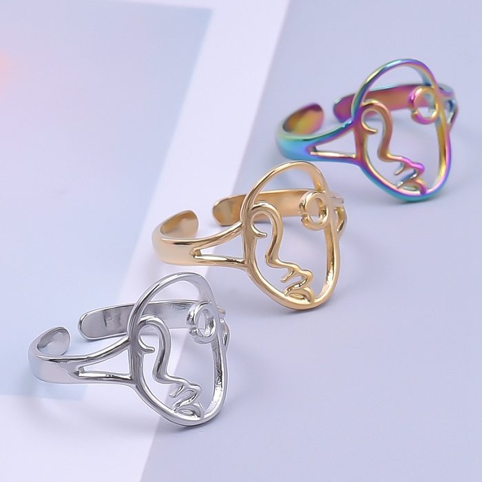 Anéis banhados a ouro de aço inoxidável de cor sólida estilo simples