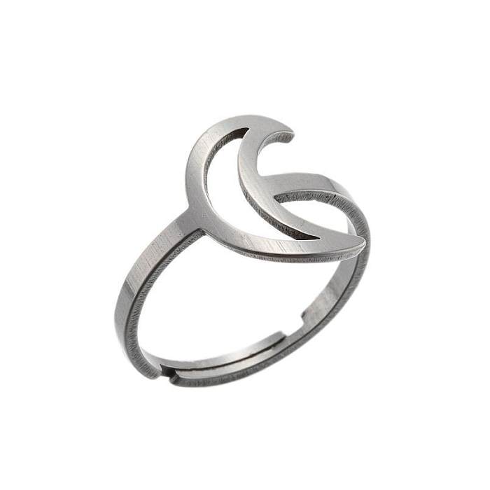 Simple Style Moon Stainless Steel Plating Open Rings