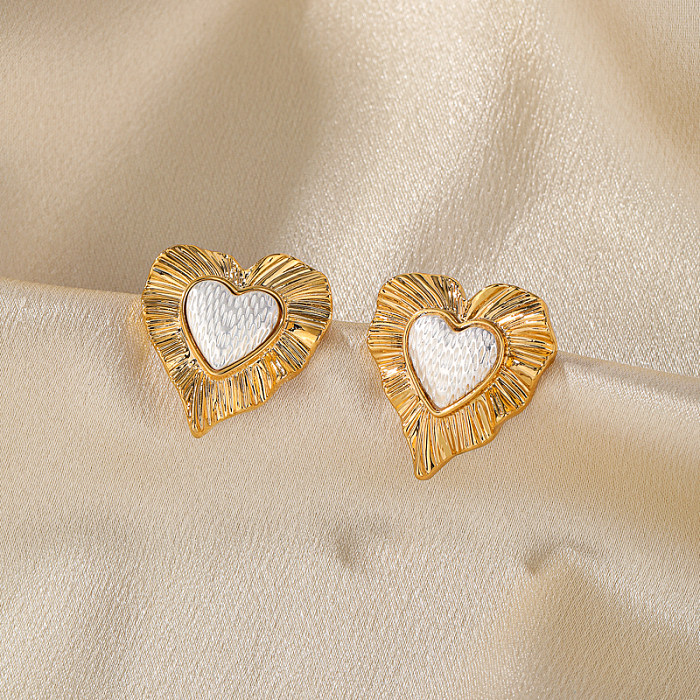 1 par casual senhora comute coração forma chapeamento incrustação imitação pérola cobre zircão 18k brincos banhados a ouro