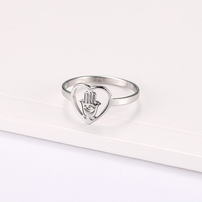 IG Style Simple Style Palm Heart Shape Eye Stainless Steel Rings In Bulk
