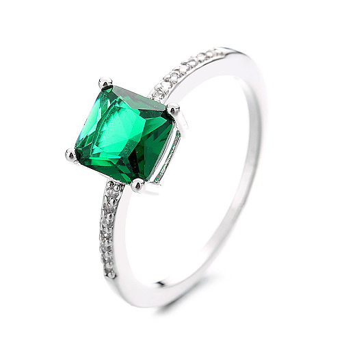 Vintage Style Square Copper Inlay Zircon Rings