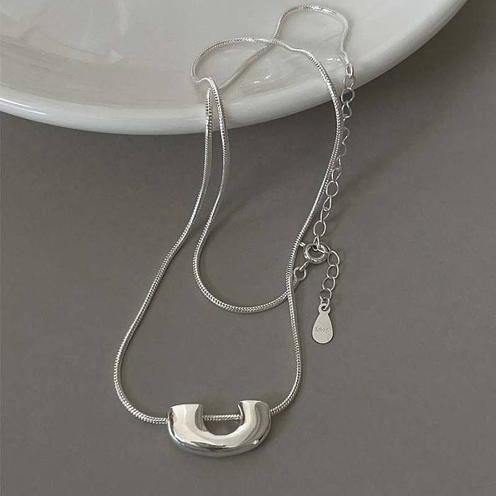 Simple Style U Shape Copper White Gold Plated Necklace In Bulk