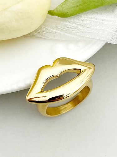Artistic Lips Stainless Steel Gold Plated Rings In Bulk