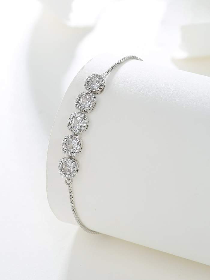 Glam Bracelets ronds en acier inoxydable plaqué cuivre avec incrustation de zircon plaqué or rose 18 carats plaqué argent