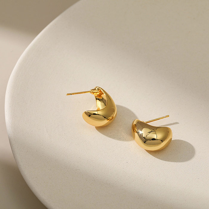 1 Pair Simple Style C Shape Copper Plating Ear Studs