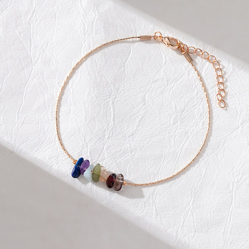 Hip-Hop Bohemian Colorful Natural Stone Copper Beaded Plating 14K Gold Plated Rose Gold Plated Silver Plated Bracelets