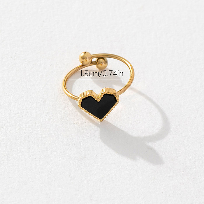 Wholesale Vintage Style French Style Roman Style Heart Shape Titanium Steel Open Rings