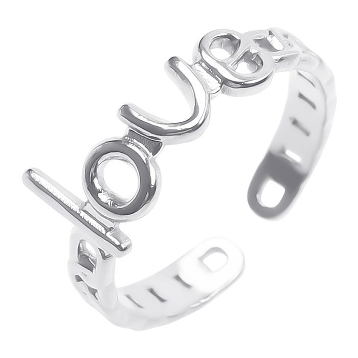 Wholesale 1 Piece Simple Style Letter Titanium Steel Open Ring