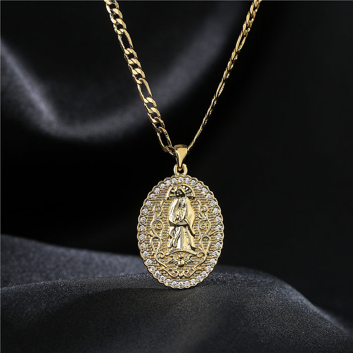 Europa und Amerika Schmuck Kupfer Micro-Intarsien Zirkon Jungfrau Maria Anhänger goldene Halskette