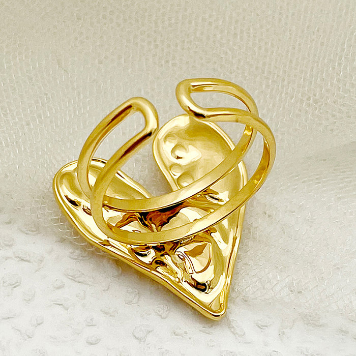 Gros décontracté élégant doux forme de coeur en acier inoxydable placage plaqué or anneaux ouverts