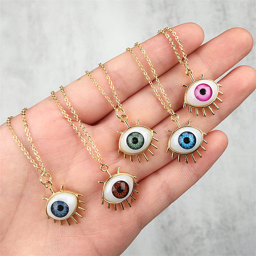 Devil's Eye Plastic Resin Pendant Copper Necklace Wholesale jewelry