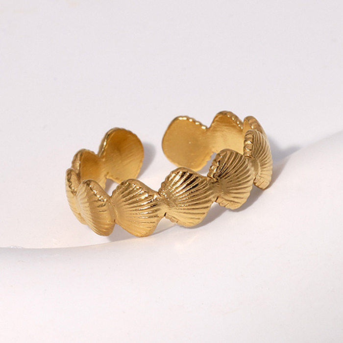 Simple Style Solid Color Stainless Steel Stoving Varnish Open Ring