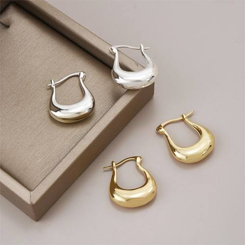 1 paire de boucles d'oreilles en cuivre plaqué or 18 carats, Style Simple, en forme de U