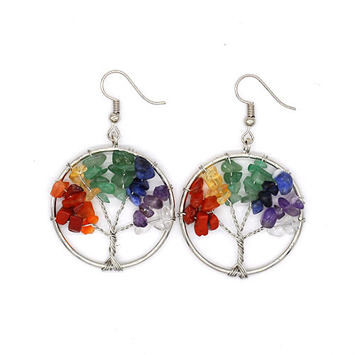 Fashion Tree Natural Stone Copper Beaded Plating Drop Earrings 1 Pair