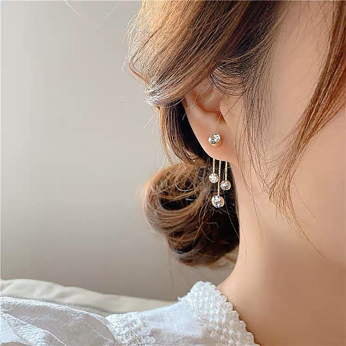 Boucles d'oreilles pendantes en cuivre et Zircon, 1 paire de pampilles douces, incrustations de placage, manchettes d'oreilles