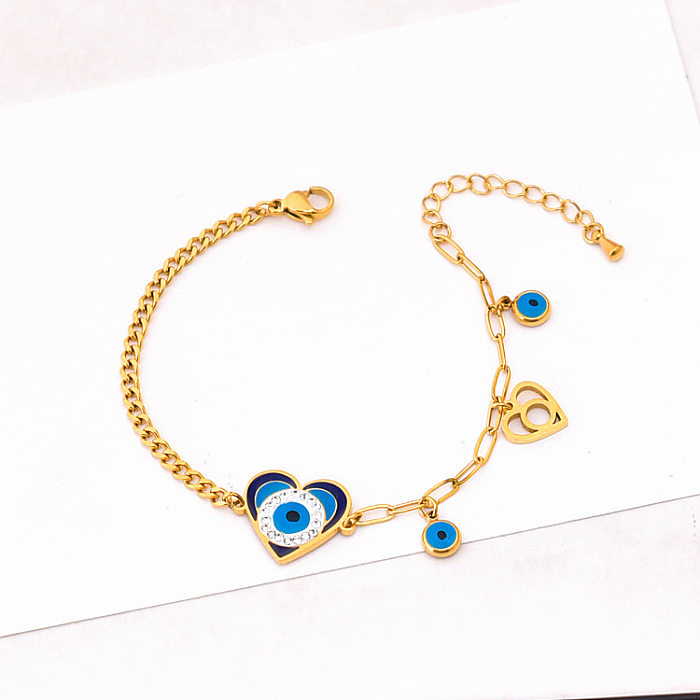 Modern Style Heart Shape Titanium Steel Plating Inlay Artificial Gemstones Bracelets Earrings Necklace