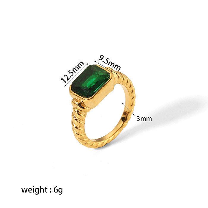 Retro Twist Stainless Steel Polishing Plating Inlay Zircon 18K Gold Plated Rings
