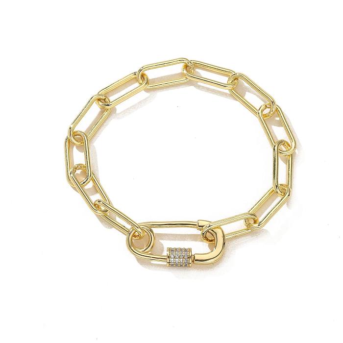 Mode Mikro-eingelegte Zirkon Pin Kette Edelstahl Halskette Armband Großhandel schmuck