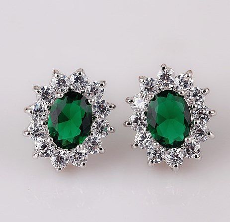 1 Pair Vintage Style Shiny Oval Plating Inlay Copper Zircon Ear Clips Ear Studs