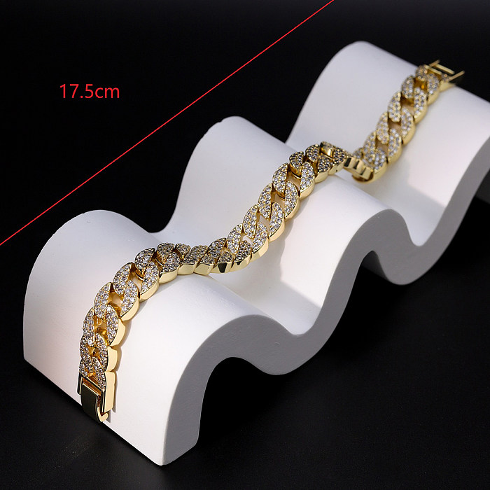 Mode Geometrische Kupfer Armbänder Vergoldete Zirkon Kupfer Armbänder 1 Stück