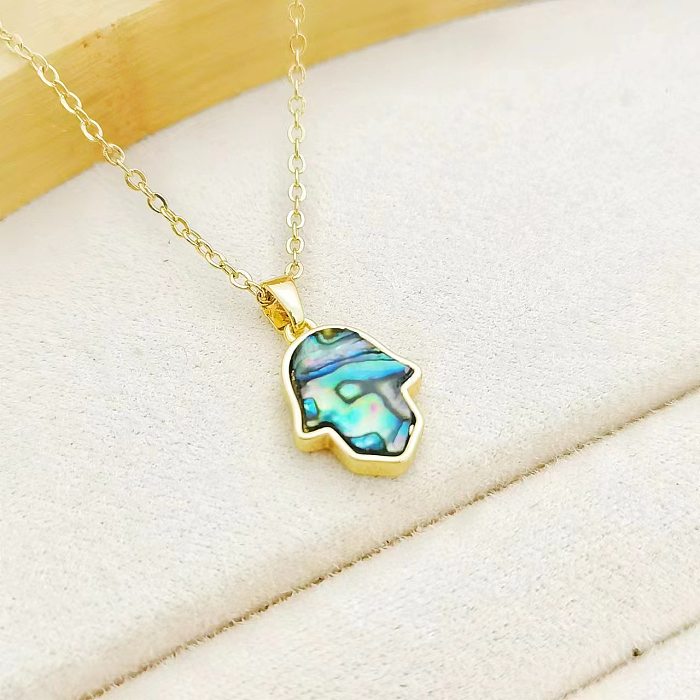 Simple Style Geometric Titanium Steel Copper Plating Inlay Zircon Gold Plated Pendant Necklace