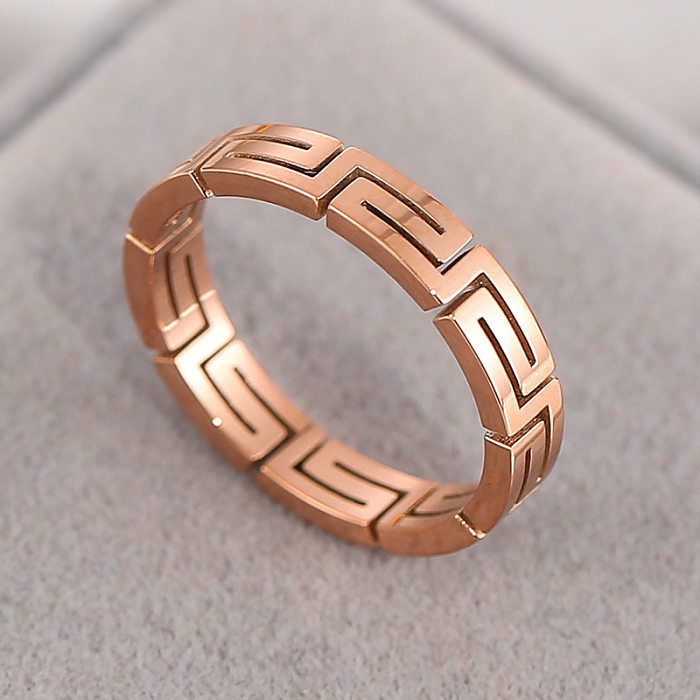Retro Solid Color Titanium Steel Plating Gold Plated Rings