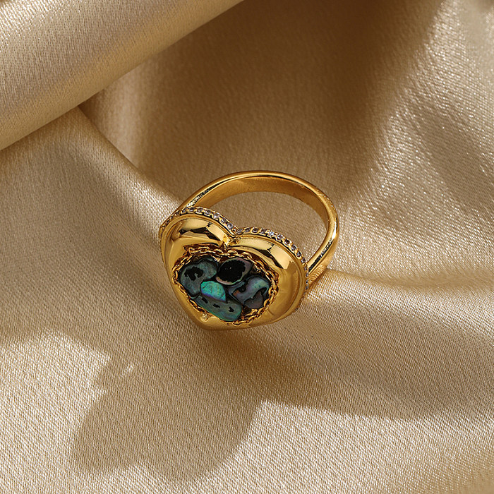 تصميم بسيط على شكل قلب مطلي بالنحاس، حلقات مفتوحة مطلية بالذهب عيار 18 قيراط