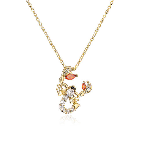 1 Piece Retro Bee Copper Inlay Zircon Pendant Necklace