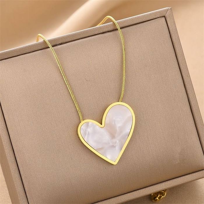 Simple Style Heart Shape Titanium Steel Inlay Glass Earrings Necklace