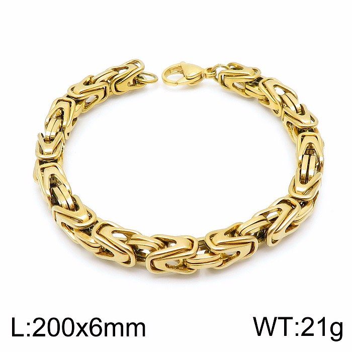 Hip-Hop Retro Solid Color Titanium Steel Plating Gold Plated Bracelets Necklace