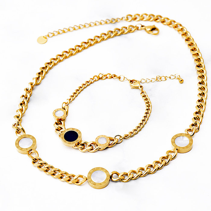 Conjunto de joias de opala com incrustações de aço titânio redondo da moda