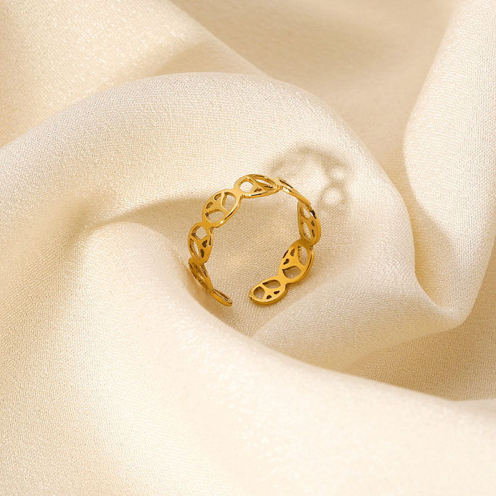 Einfacher Stil, geometrisch, einfarbig, Edelstahl-Beschichtung, ausgehöhlte, 18 Karat vergoldete offene Ringe