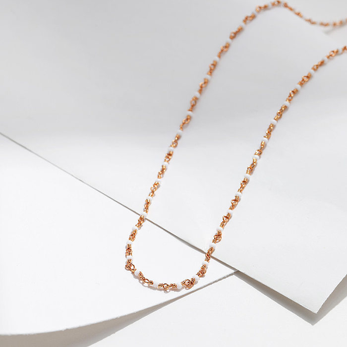 Collier de placage de perles de cuivre rond de style simple de style ethnique