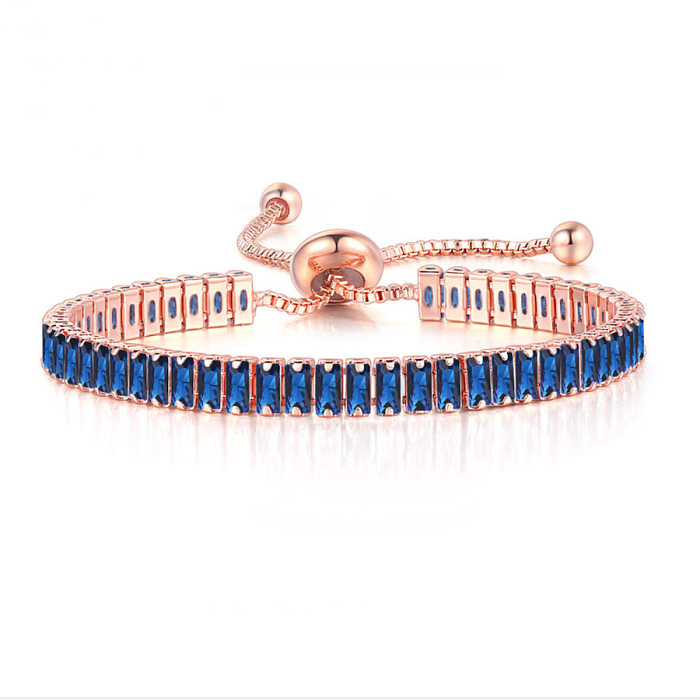 Bracelets en zircon plaqué cuivre rectangulaire Glam