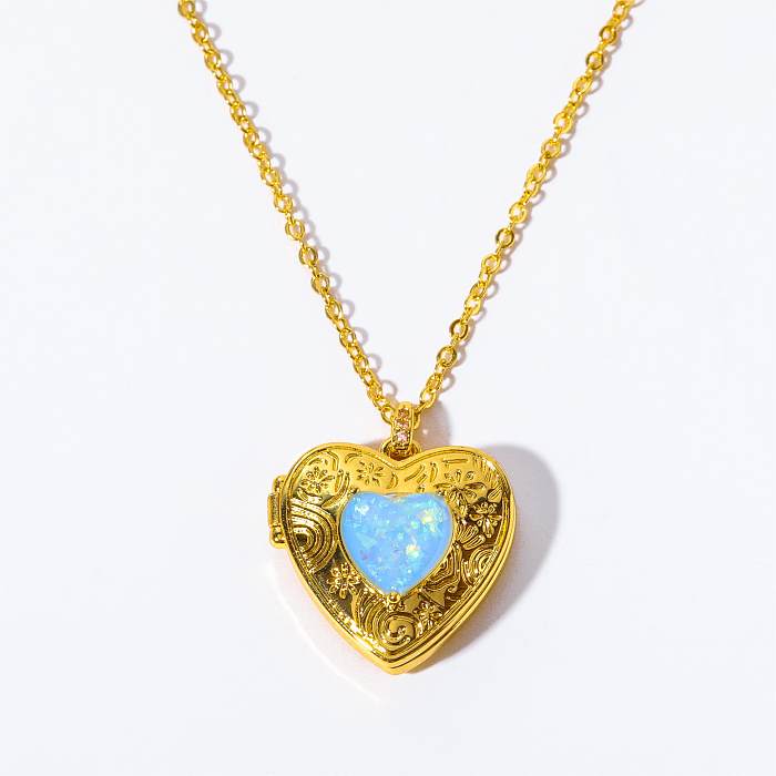 Colar com pingente banhado a ouro 18K em formato de coração estilo simples streetwear