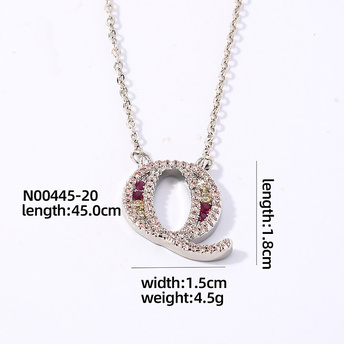 Casual Simple Style Letter Stainless Steel Copper Plating Inlay Zircon White Gold Plated Pendant Necklace