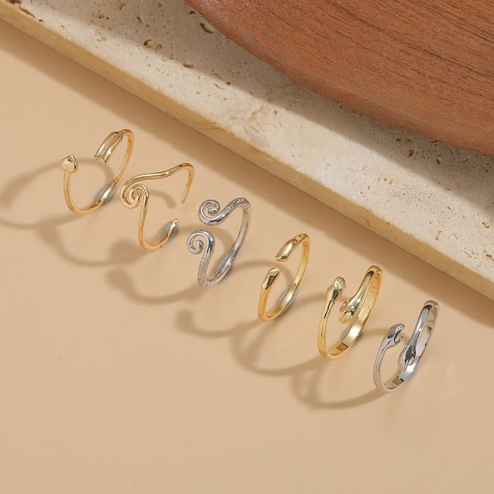 Estilo simples estilo clássico geométrico cobre chapeamento cobre 14K anéis abertos banhados a ouro