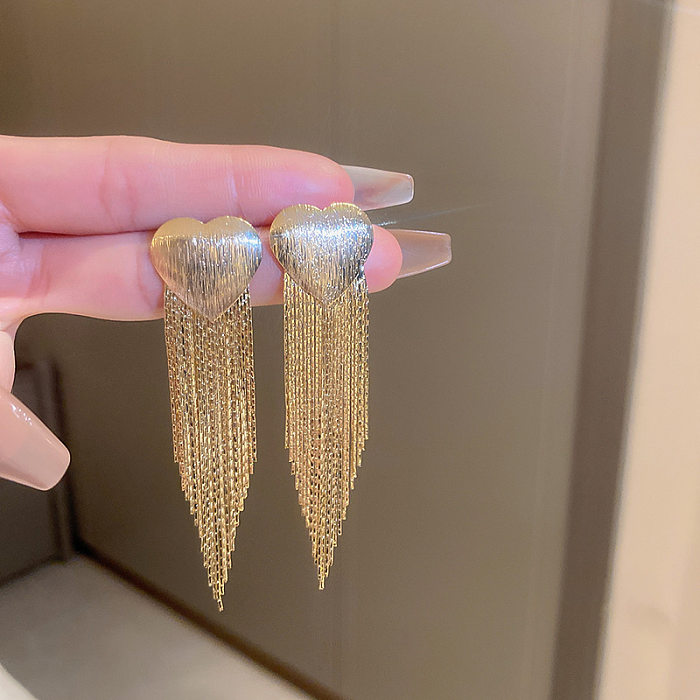 1 Pair Basic Heart Shape Copper Plating Earrings