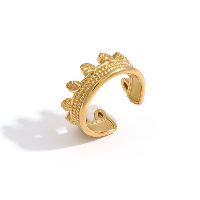 Simple Style Classic Style Solid Color Stainless Steel Plating Hollow Out 18K Gold Plated Open Rings