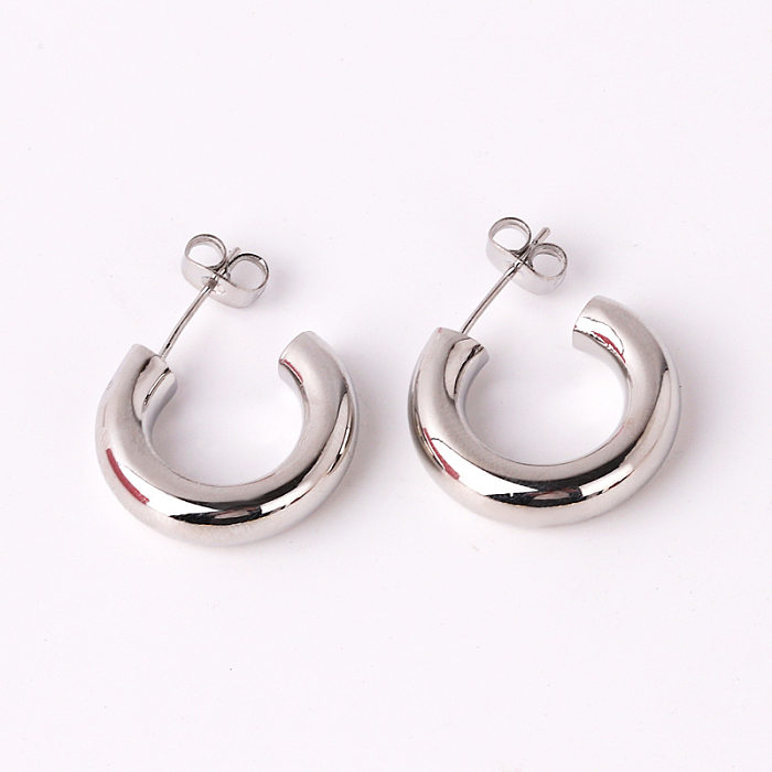 1 paire de clous d'oreilles en cuivre plaqué or 18 carats, Style Simple, forme C, couleur unie