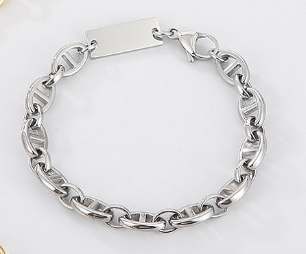 Collier de bracelets de chaîne de placage en acier titane ovale punk