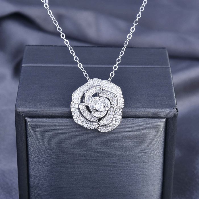 Collier de fleurs de Rose creuses, boucles d'oreilles camélia, Micro incrusté, anneau ouvert, Bracelet pour femme