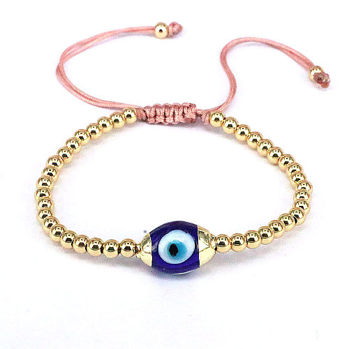 1 Piece Fashion Round Devil'S Eye Glass Copper Beaded Bracelets
